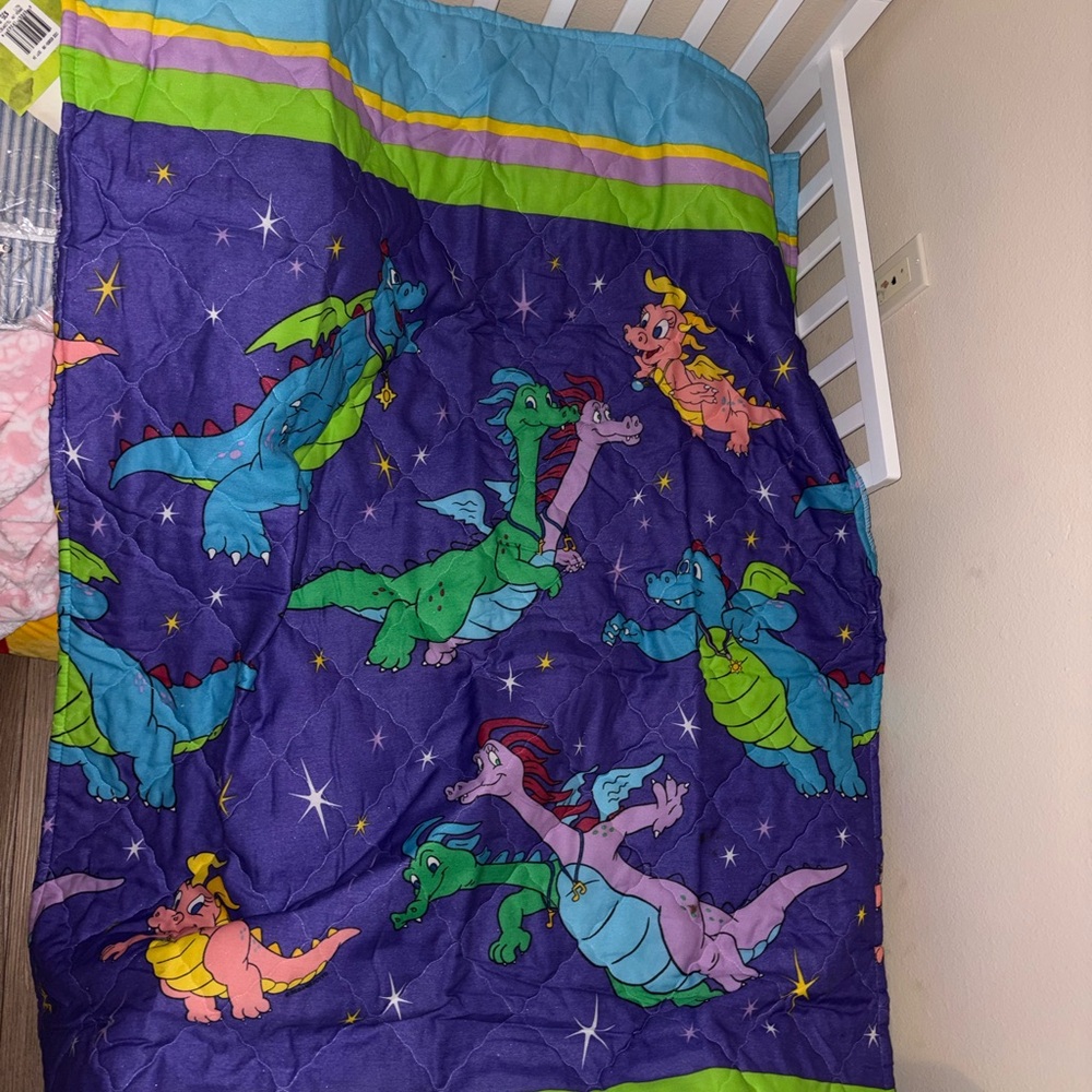 Vintage Dragon Tales Toddler Bed Quilted Comforter